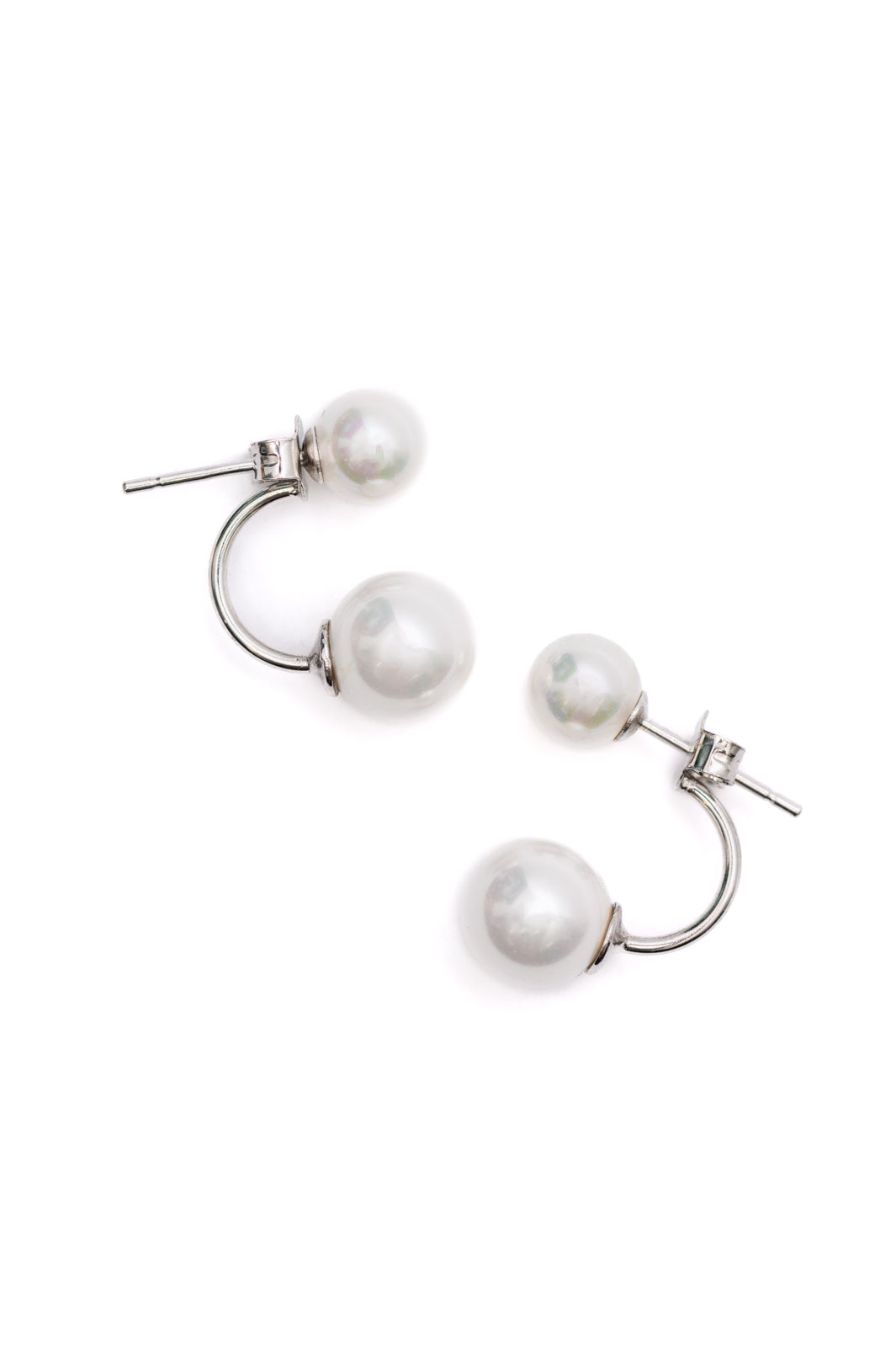 Double Pearl Stud Earrings 925 sterling silver