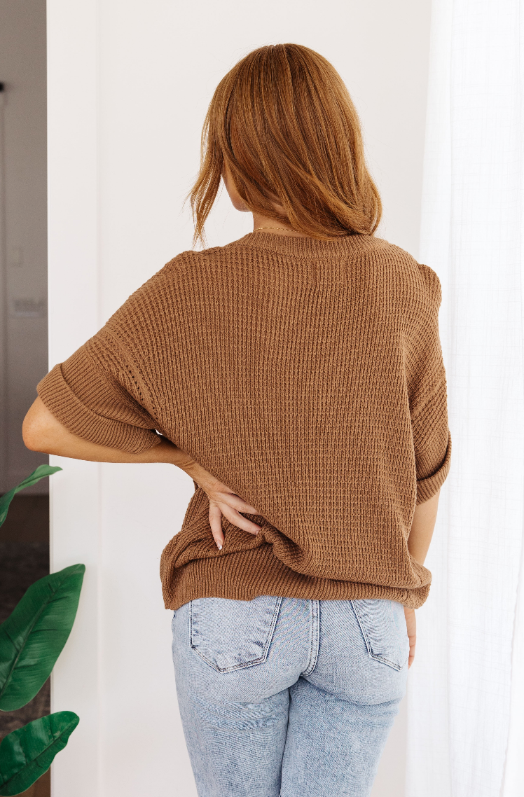 SAMPLE SALE: LARGE Wonder Why V-Neck Short Sleeve Sweater