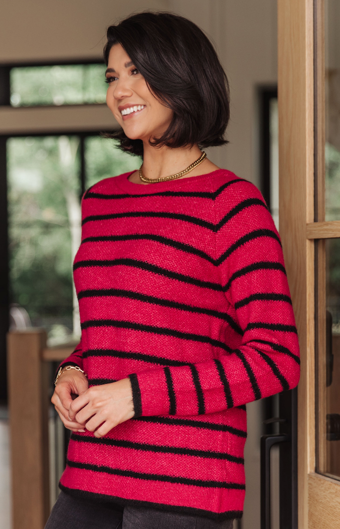 SAMPLE SALE: XLARGE ARE WE THERE YET? STRIPED SWEATER