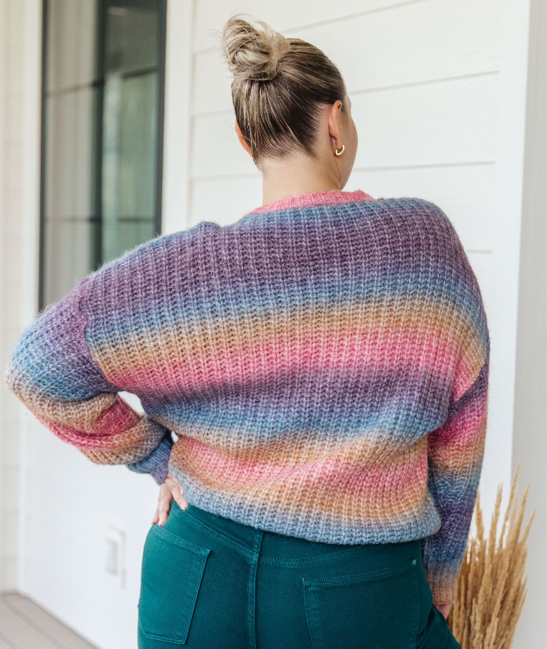 SAMPLE SALE: LARGE MAKE YOUR OWN KIND OF MUSIC RAINBOW SWEATER