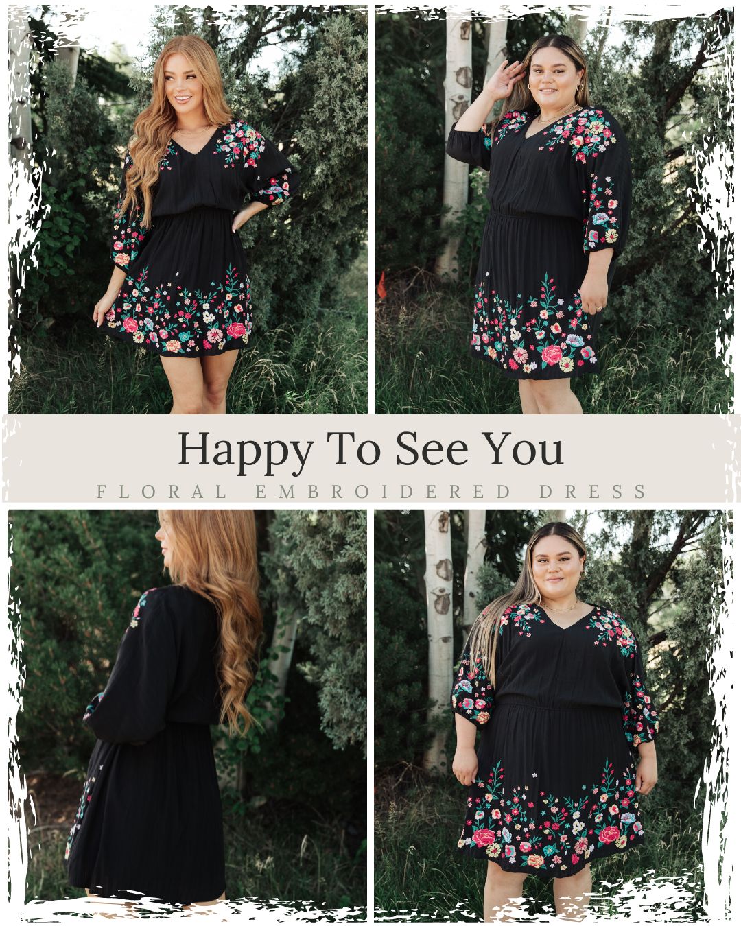 SAMPLE SALE:  1XL Happy To See You Floral Embroidered Dress