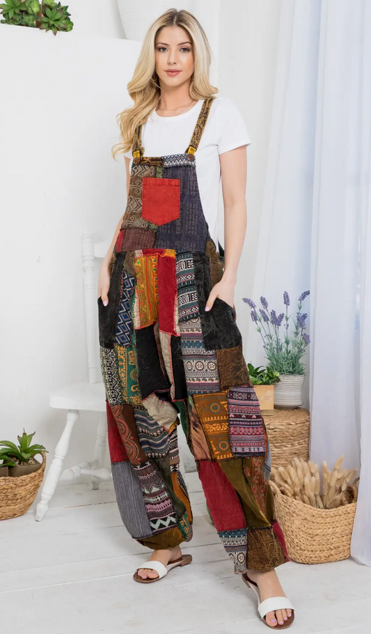 Festival Patchwork Harem/Drop Crotch Style Jumpsuit / Overalls