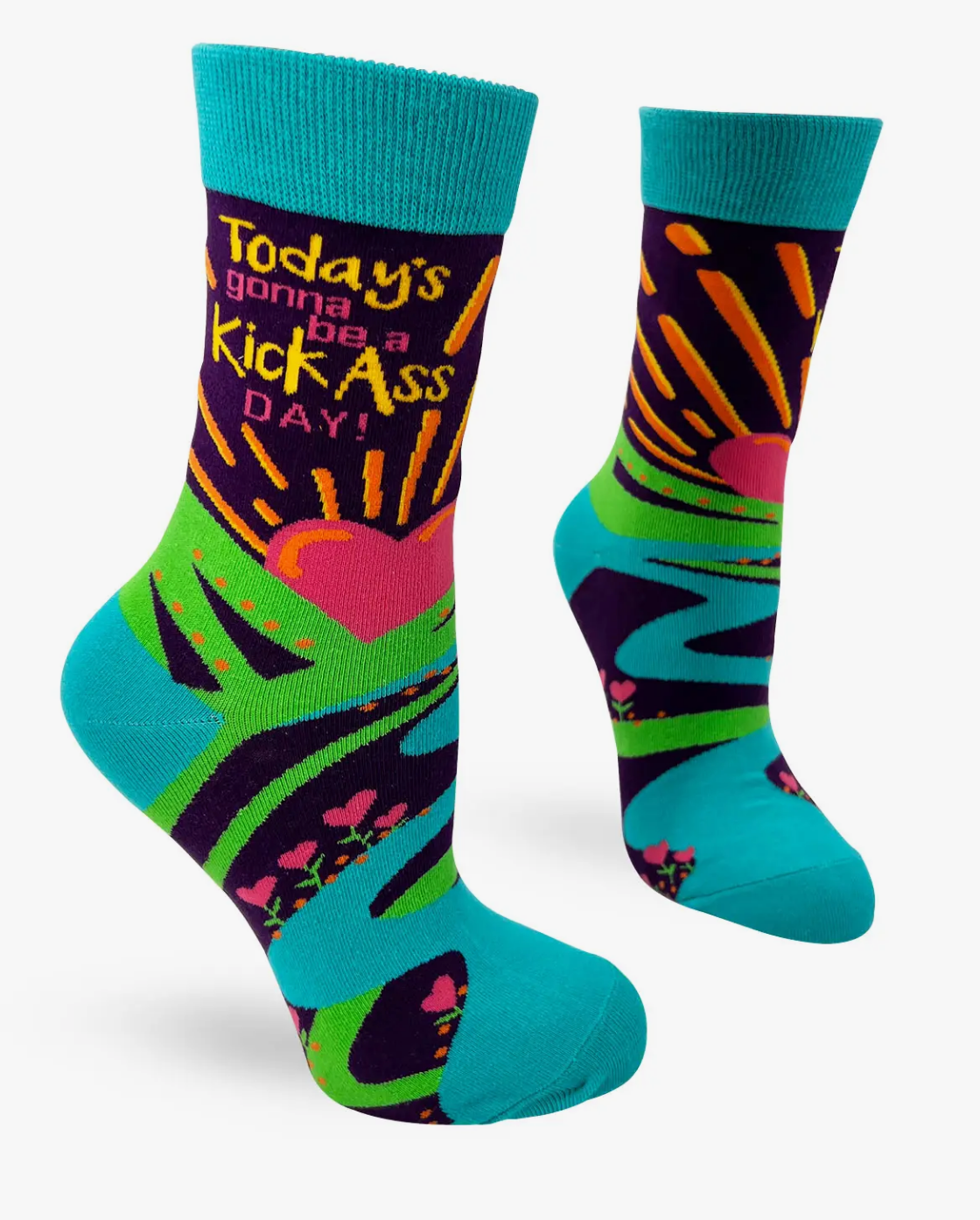 Ladies Crew Socks "Today's Gonna Be a Kick-Ass Day!"