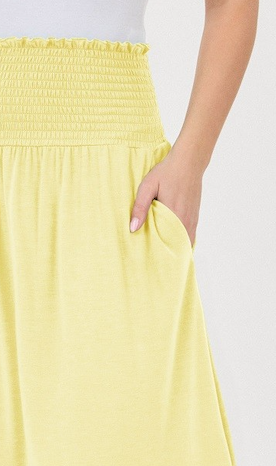 Smocked Waist Maxi Skirt Yellow