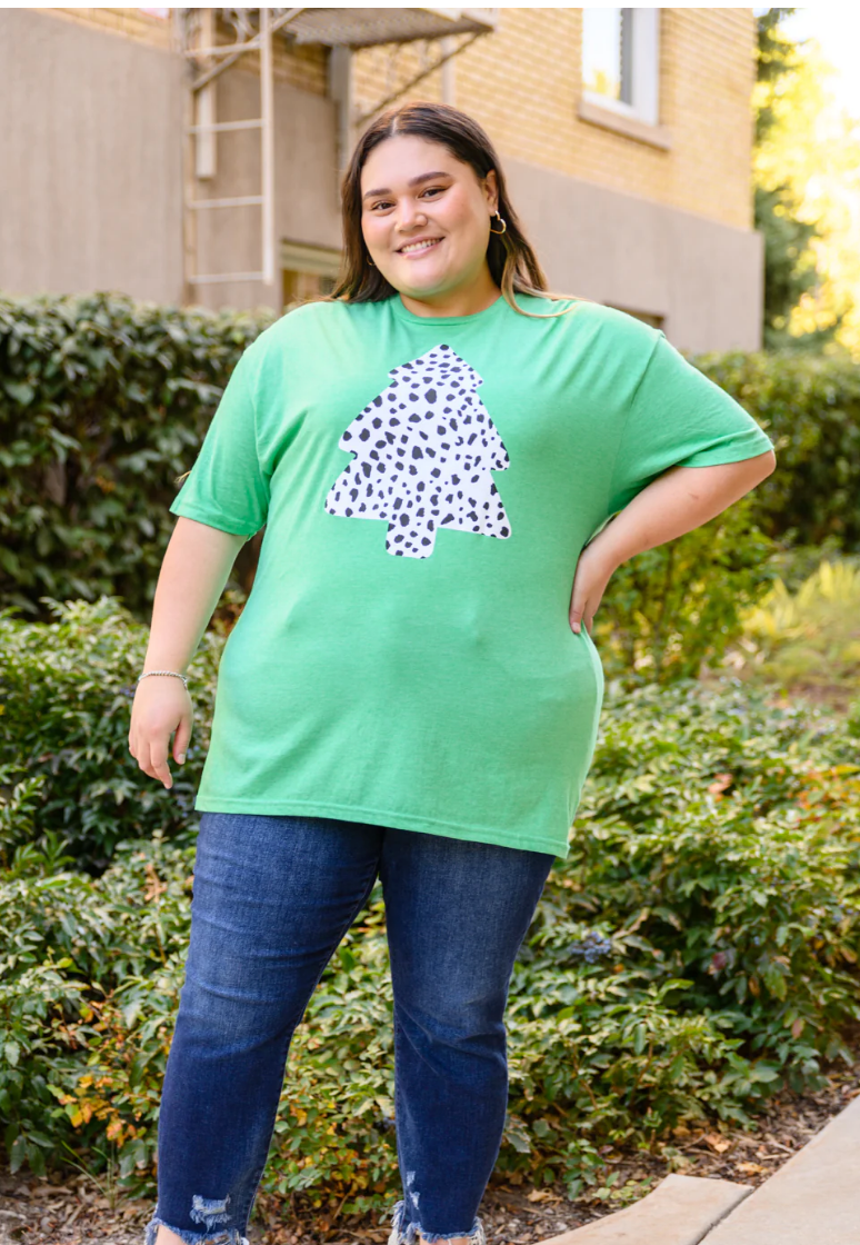 SALE:  3XL Green Dalmatian Tree Graphic Tee