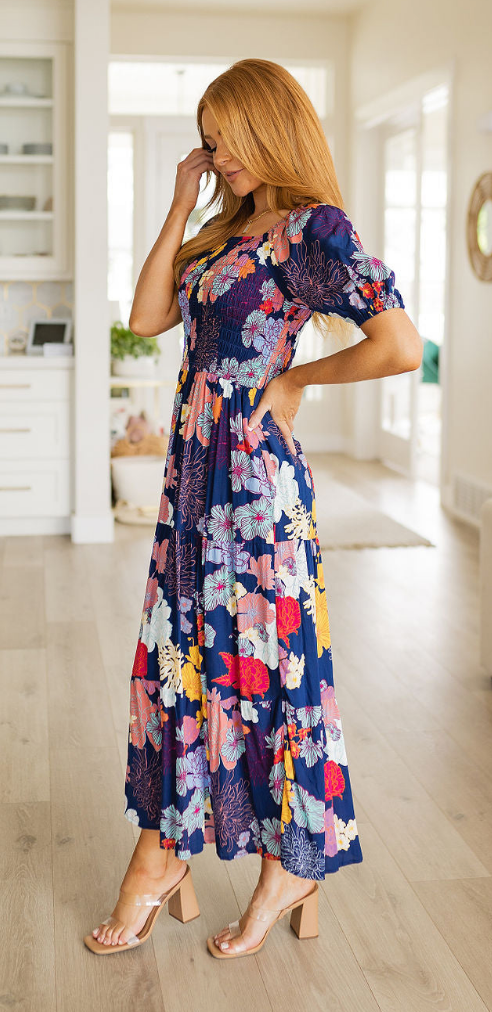 SAMPLE SALE:  LARGE  Farmer's Market Floral Maxi Dress