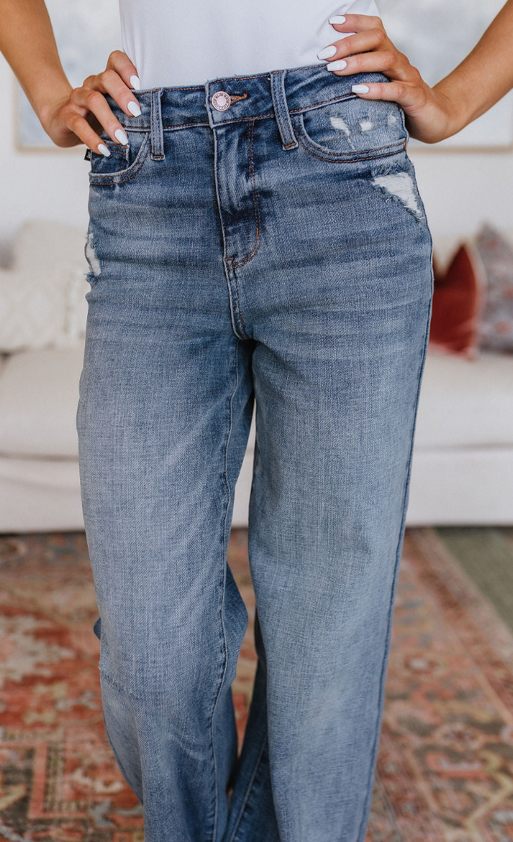 SAMPLE SALE:  SIZE 7/28  KATRINA HIGH WAIST DISTRESSED DENIM