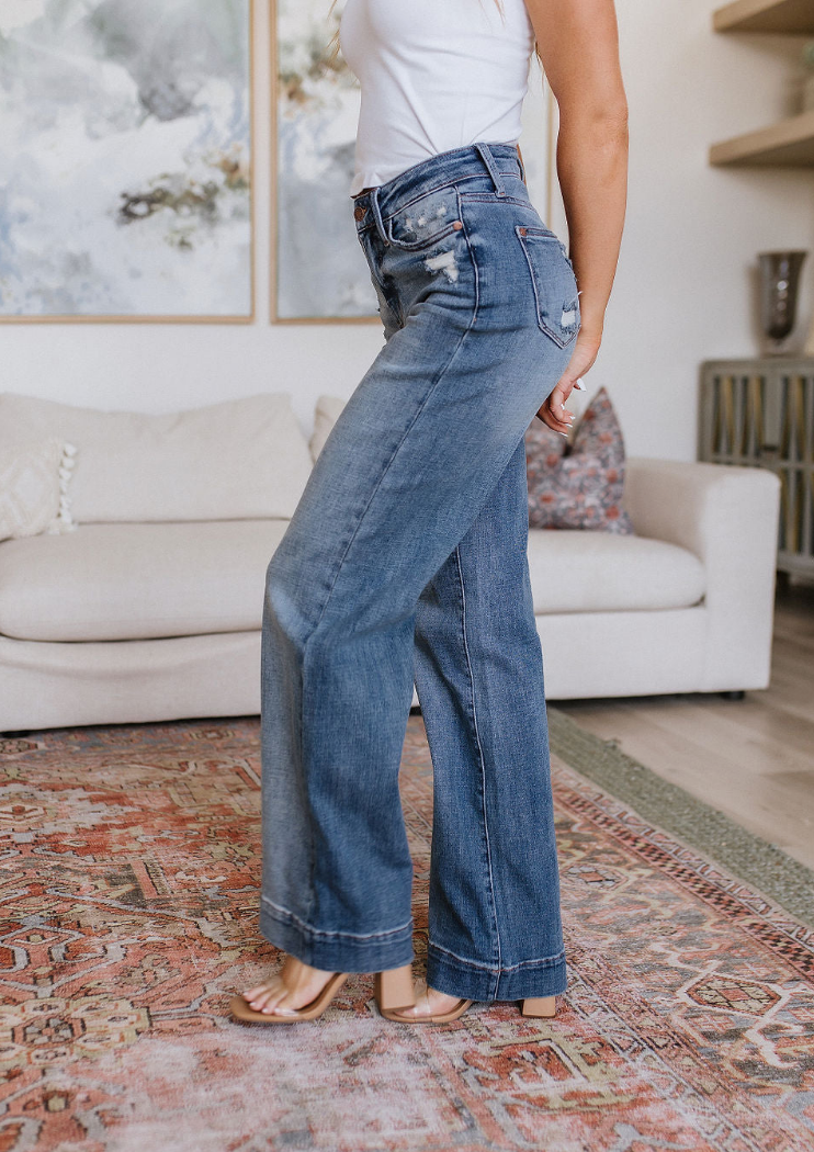 SAMPLE SALE:  SIZE 7/28  KATRINA HIGH WAIST DISTRESSED DENIM