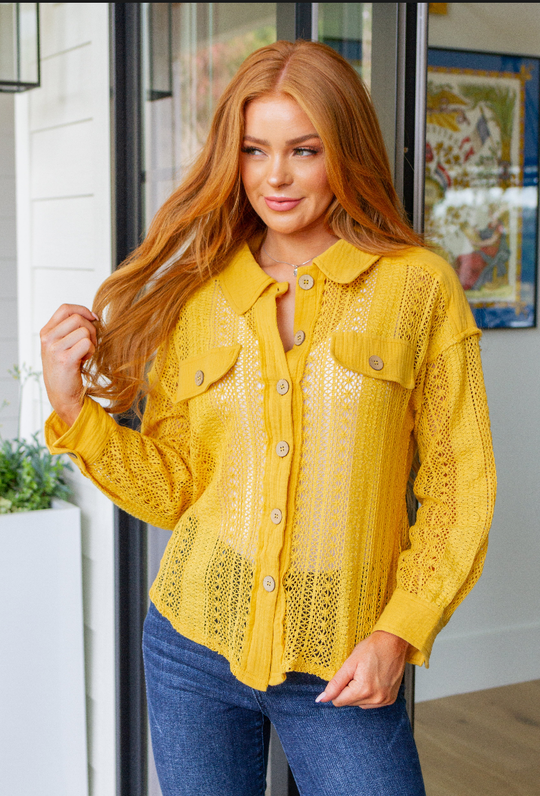 SAMPLE SALE:  1XL  Sweeter than Nectar Lace Sleeve Top in Honey