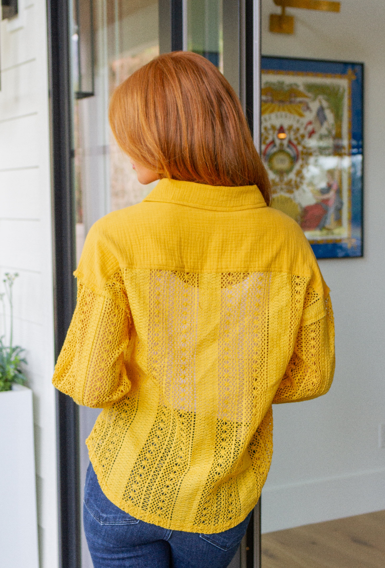 SAMPLE SALE:  1XL  Sweeter than Nectar Lace Sleeve Top in Honey