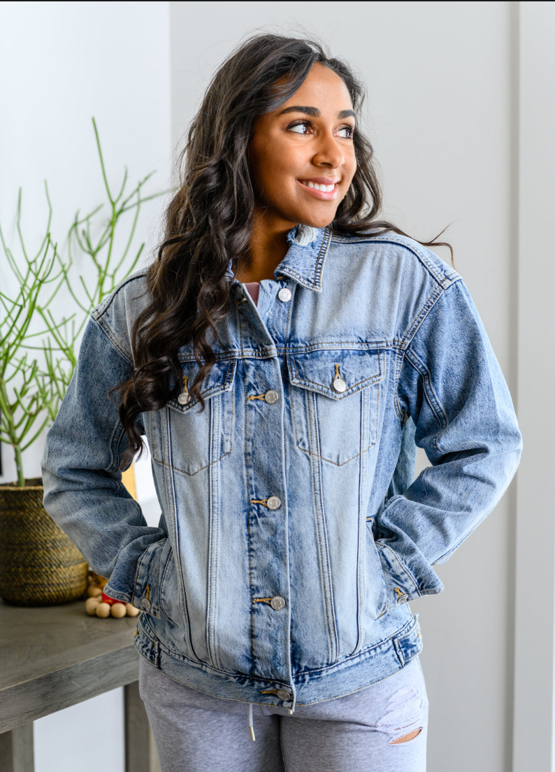 SAMPLE SALE:  1XL  Always Together Light Wash Denim Jacket