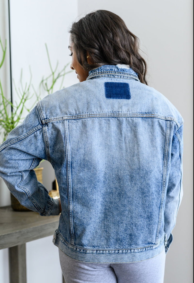 SAMPLE SALE:  1XL  Always Together Light Wash Denim Jacket