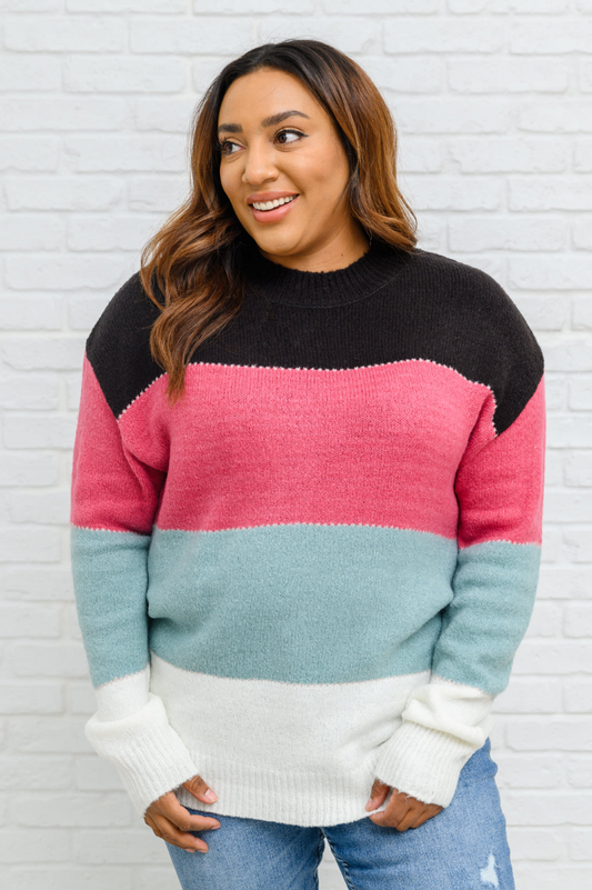 SAMPLE SALE: 2XL Color Blocked Striped Knit Sweater