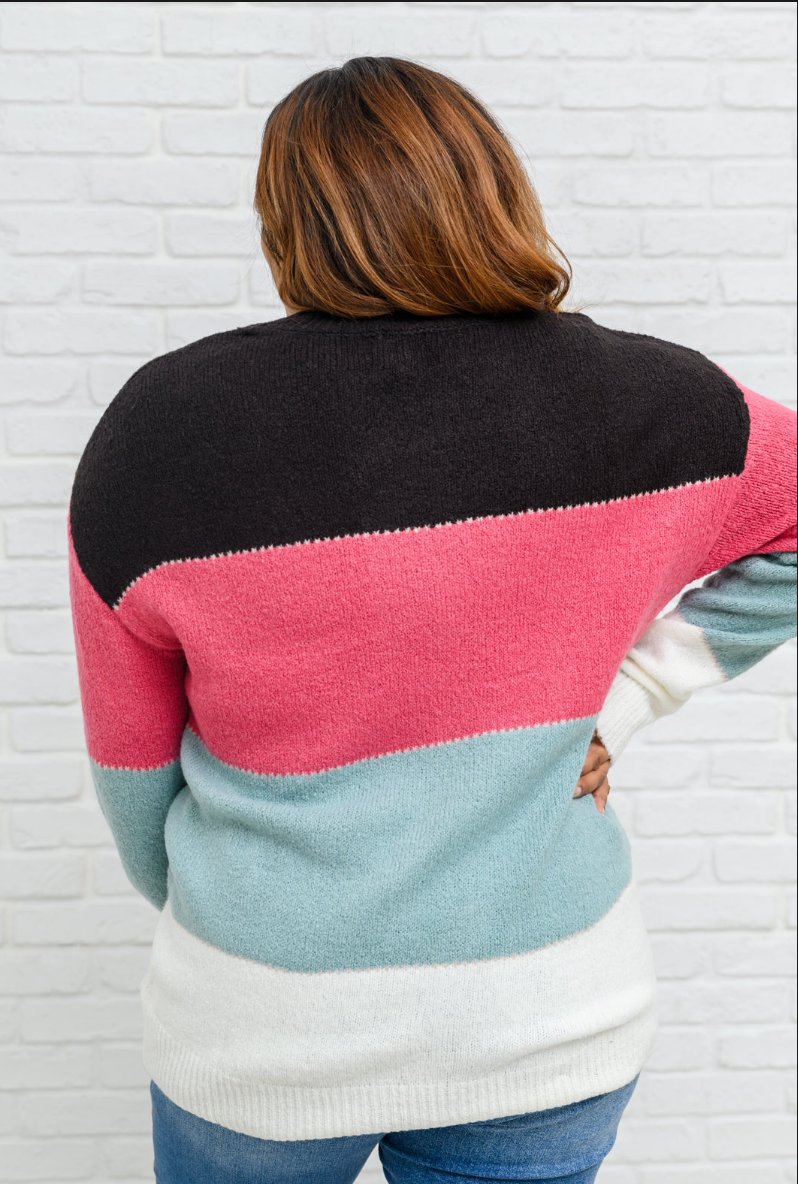 SAMPLE SALE: 2XL Color Blocked Striped Knit Sweater