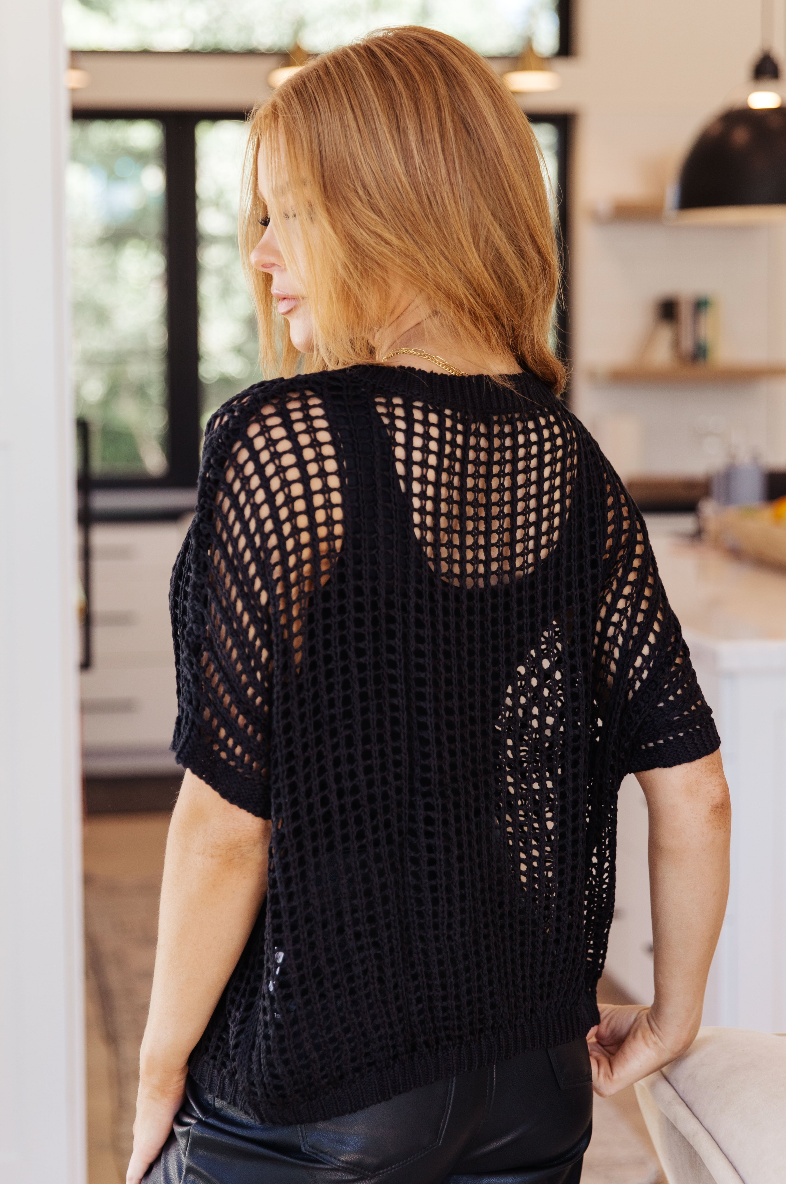 SAMPLE SALE:  XLARGE  Coastal Dreams Fishnet Top in Black