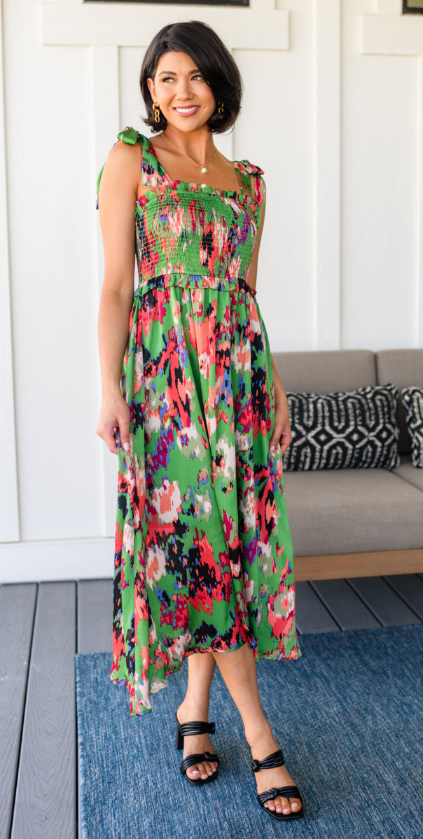 SAMPLE SALE:  LARGE  A Little While Longer Dress in Green