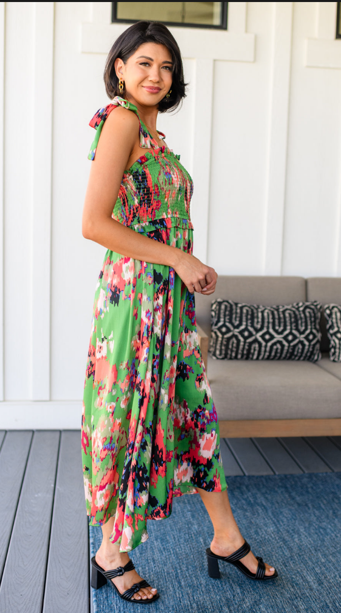 SAMPLE SALE:  LARGE  A Little While Longer Dress in Green