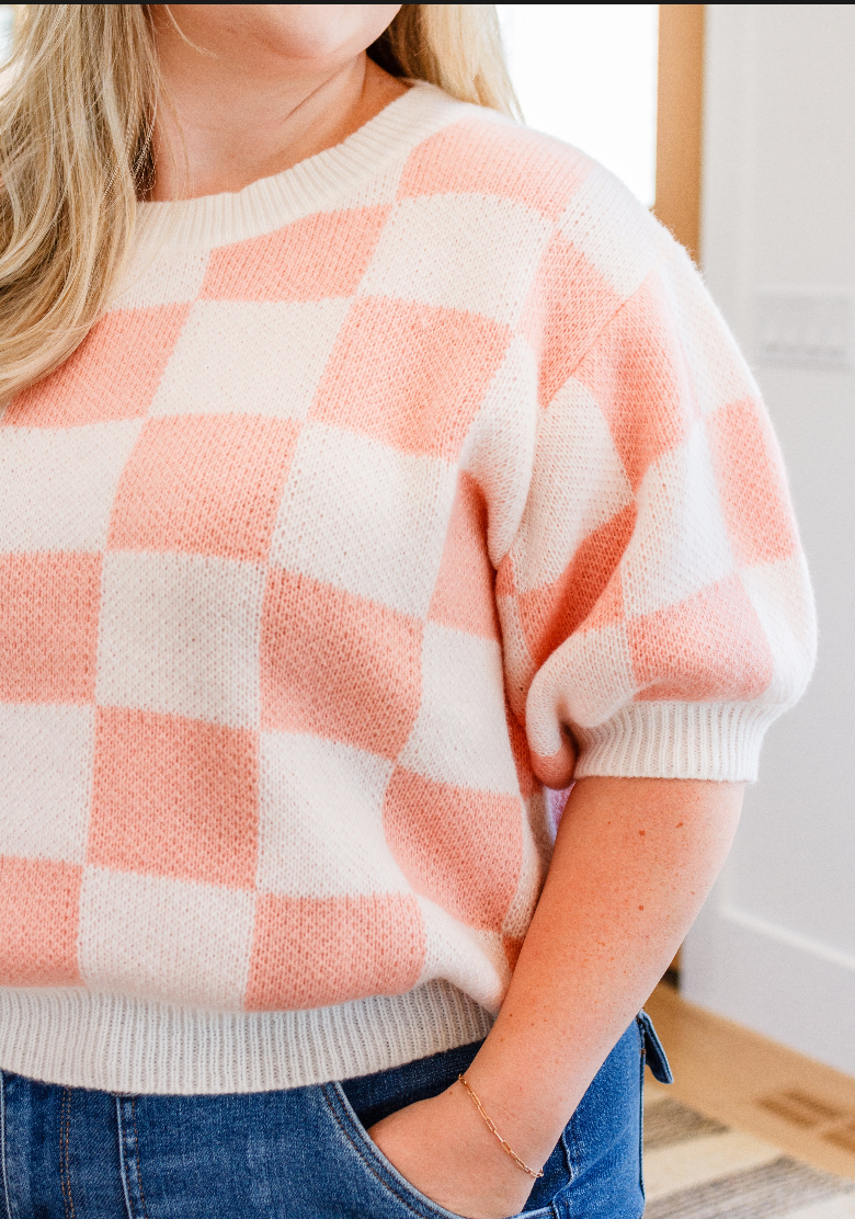 SAMPLE SALE:  XL  Start Me Up Checkered Sweater