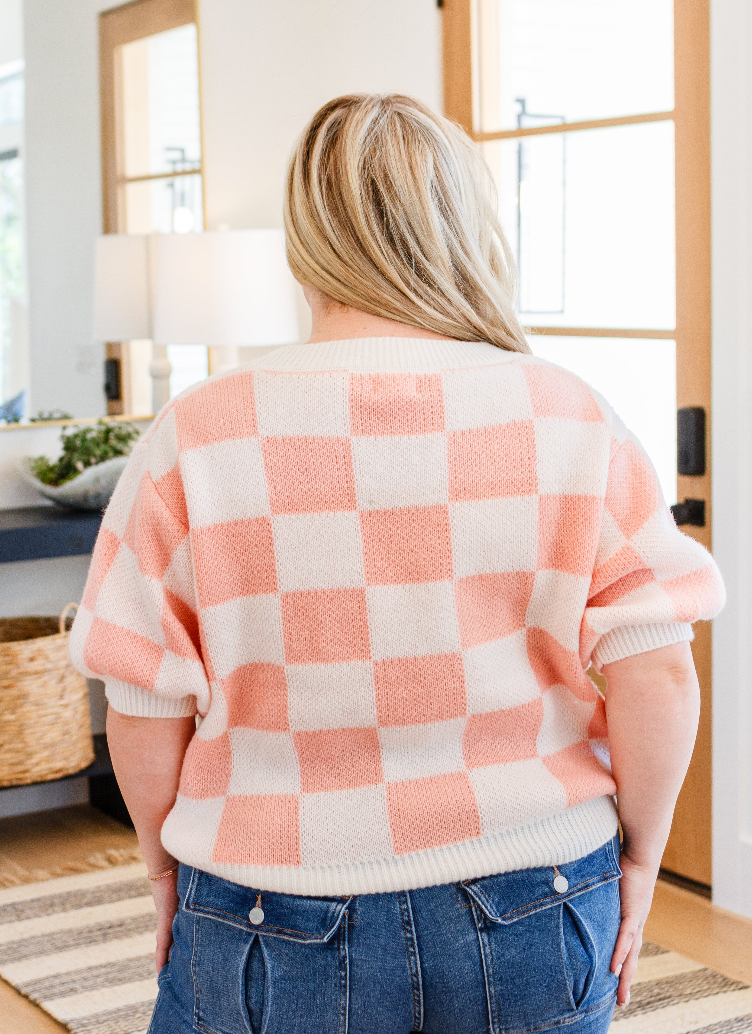 SAMPLE SALE:  XL  Start Me Up Checkered Sweater