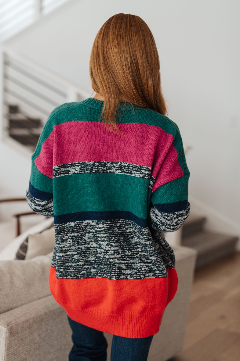 SAMPLE SALE :  LARGE Keep it Cozy Striped Cardigan