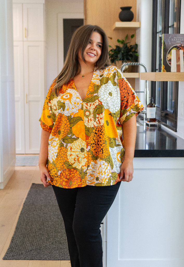 SAMPLE SALE:  XL Picking Blooms Blouse in Amber Mix