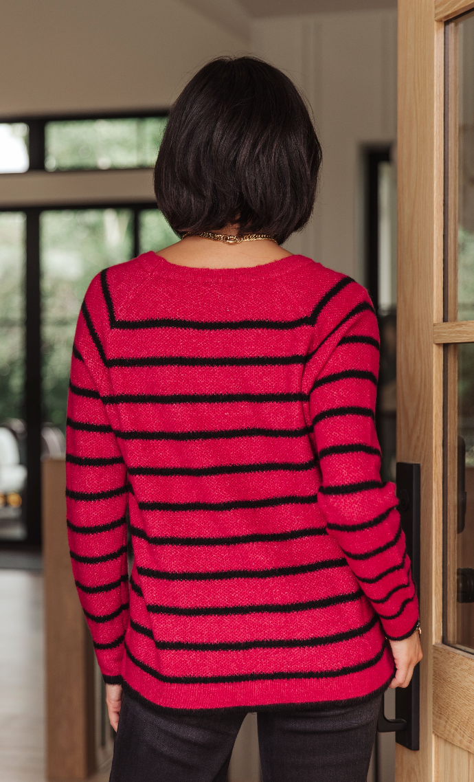 SAMPLE SALE: XLARGE  ARE WE THERE YET? STRIPED SWEATER