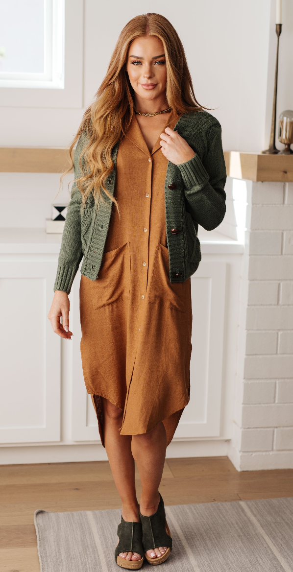 SAMPLE SALE: XL  Climbing Vine Cable Knit Cardigan in Green