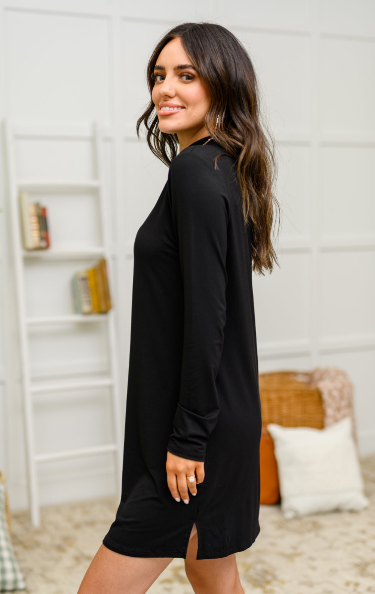 SAMPLE SALE:  XL  Frankie Mock Neck Dress in Black