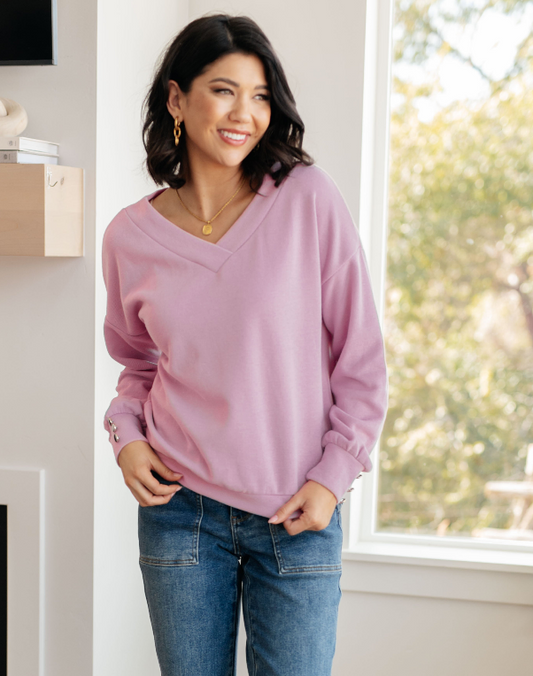 SAMPLE SALE:  LARGE  TOTALLY VERIFIED LONG SLEEVE V-NECK TOP