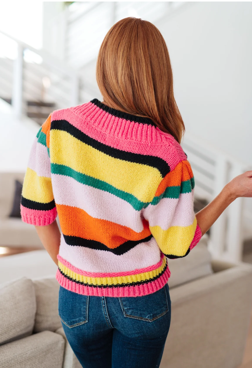 SAMPLE SALE:  XLARGE   BRIGHT SIDE STRIPED SWEATER