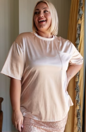 SAMPLE SALE: XLarge   CHAMPAGNE PROBLEMS SATIN TOP