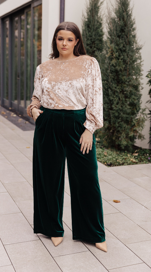 SAMPLE SALE:  LARGE  Velvet Elvis Wide Leg Velvet Pants