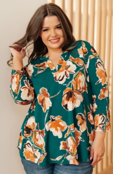 SAMPLE SALE:  XL  I Think Different Top in Teal Floral