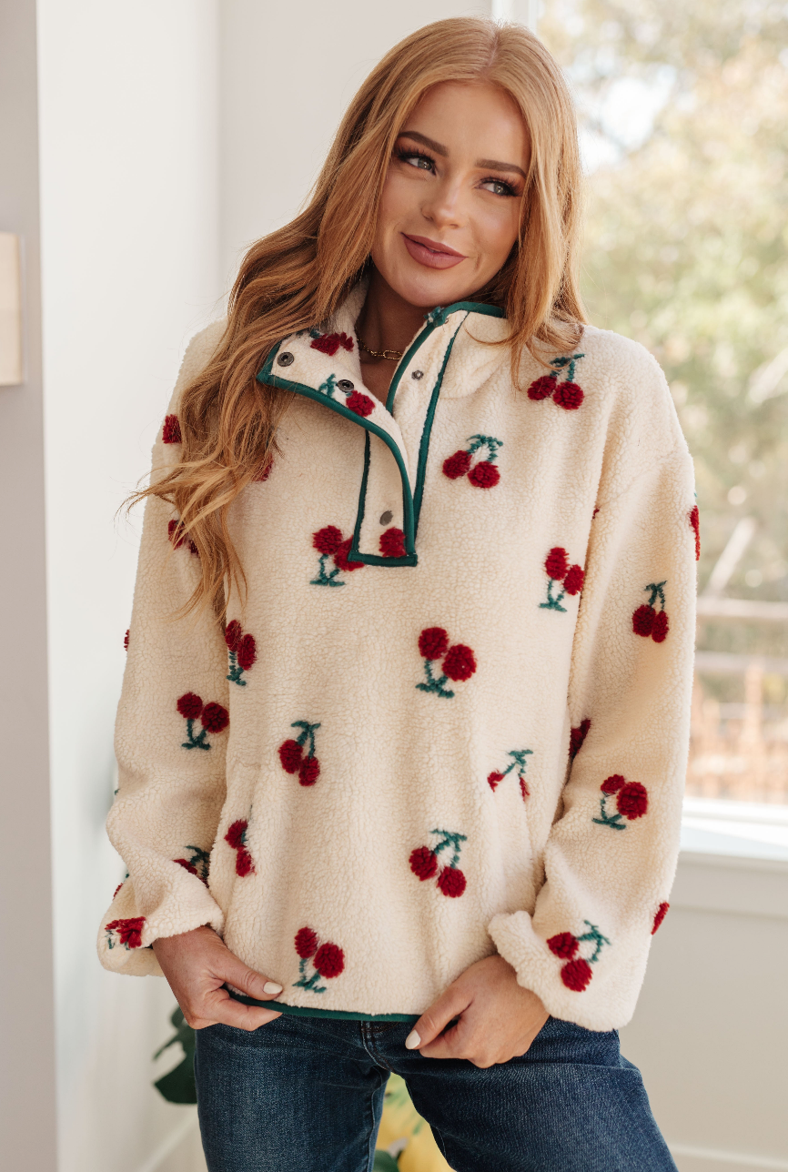 SAMPLE SALE: LARGE CHERRY TREE FLEECE PULLOVER