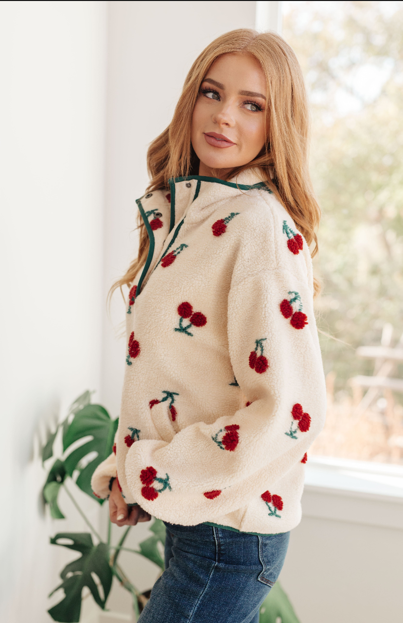 SAMPLE SALE: LARGE CHERRY TREE FLEECE PULLOVER