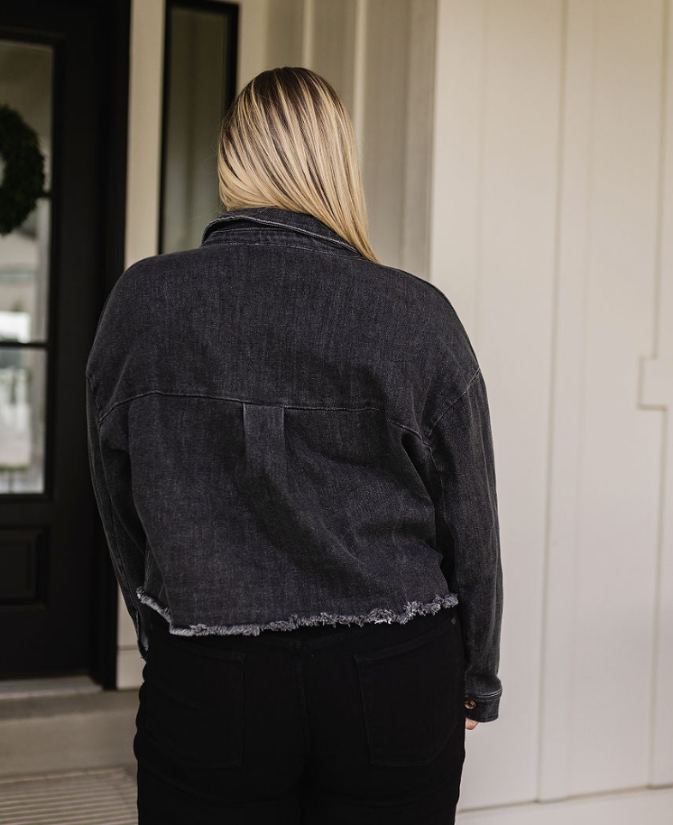 SAMPLE SALE: LARGE  TTLY JACKET IN BLACK DENIM