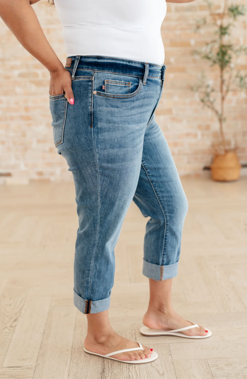 Sample Sale:  15/32 Judy Blue Laura Cuffed Skinny Capri Jeans