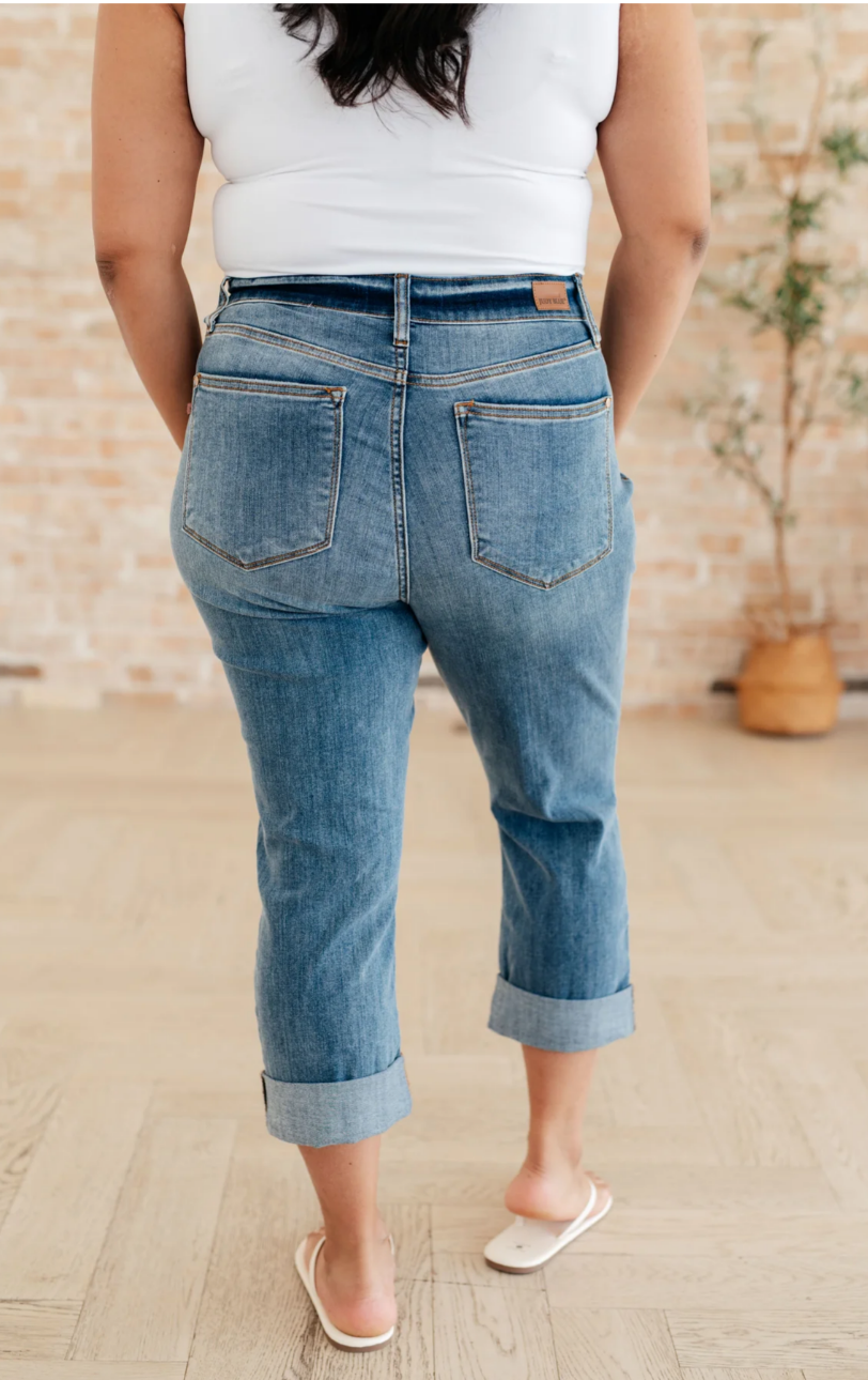 Sample Sale:  15/32 Judy Blue Laura Cuffed Skinny Capri Jeans