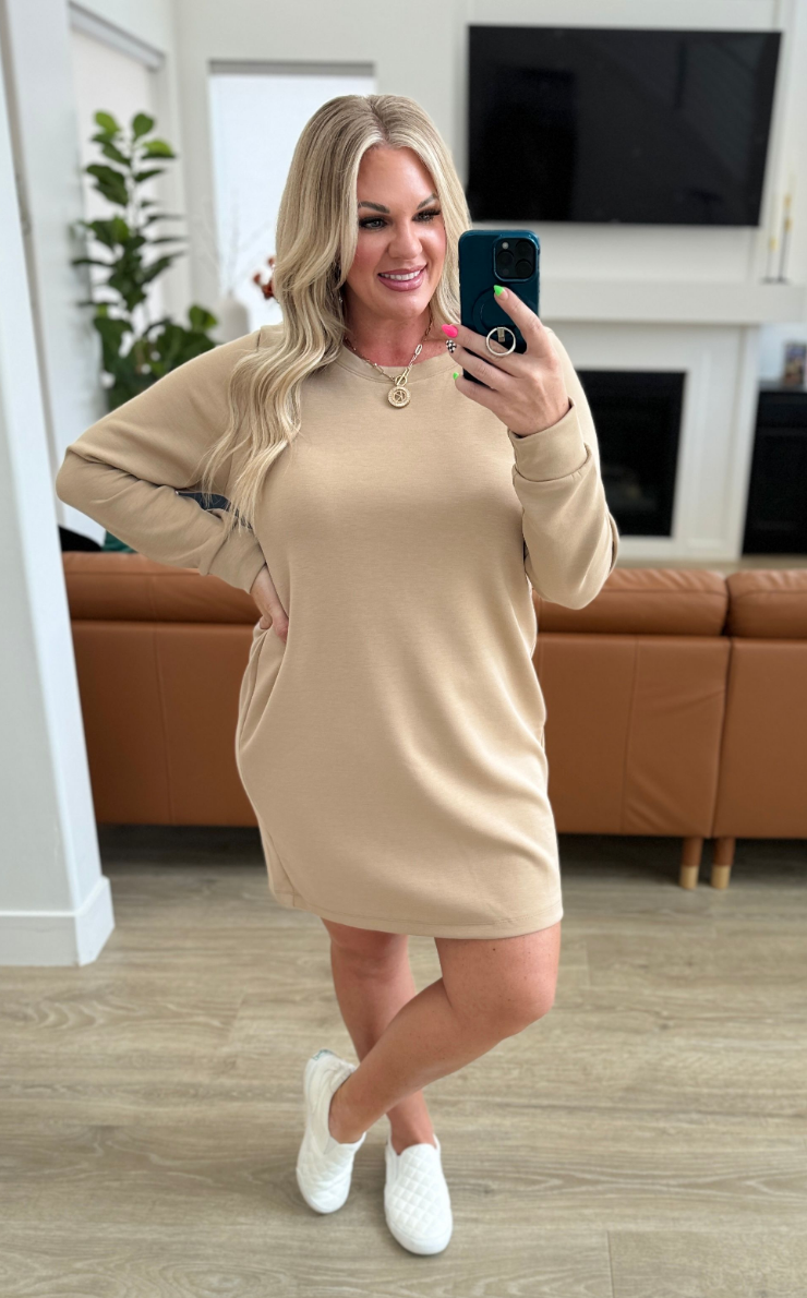 Milan Travel Shift Dress in Khaki