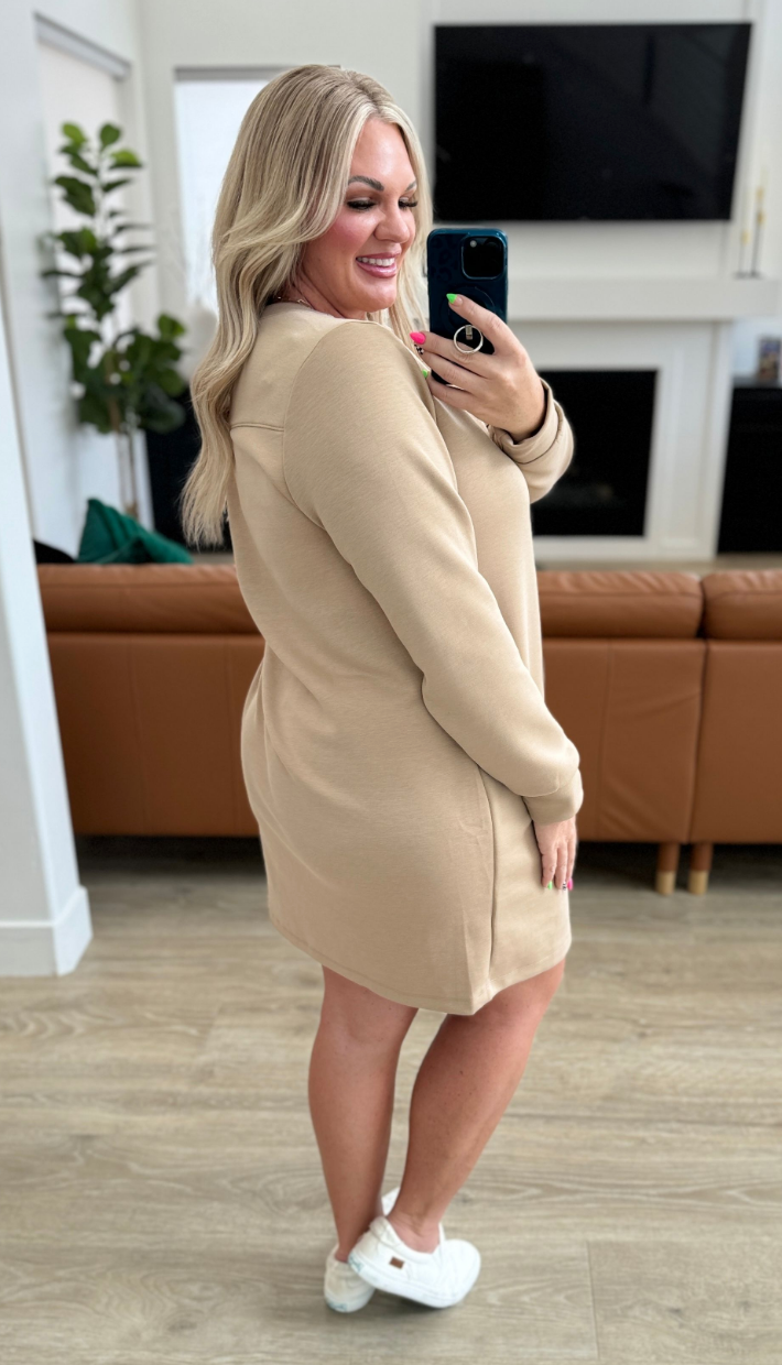 Milan Travel Shift Dress in Khaki