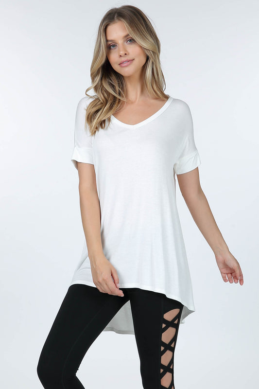 Hi Lo X Back Tunic Top  White